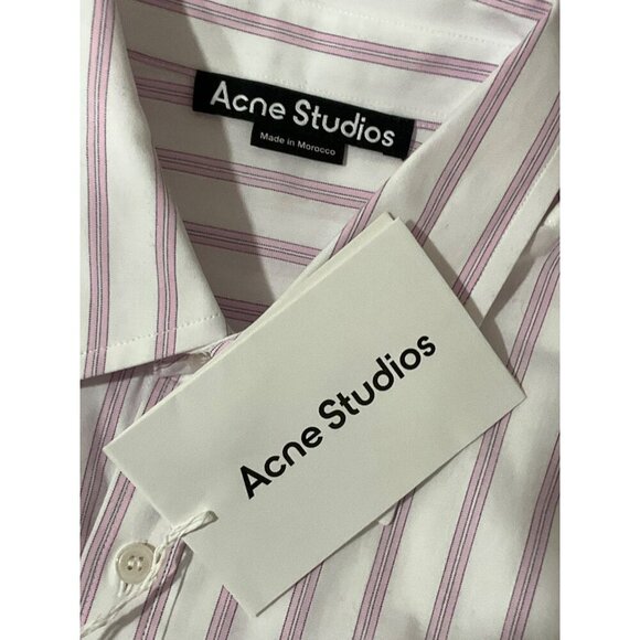 Acne Studios Button Up Shirt in White & Rose Pink Small New Womens Blouse as-is - Picture 11 of 17